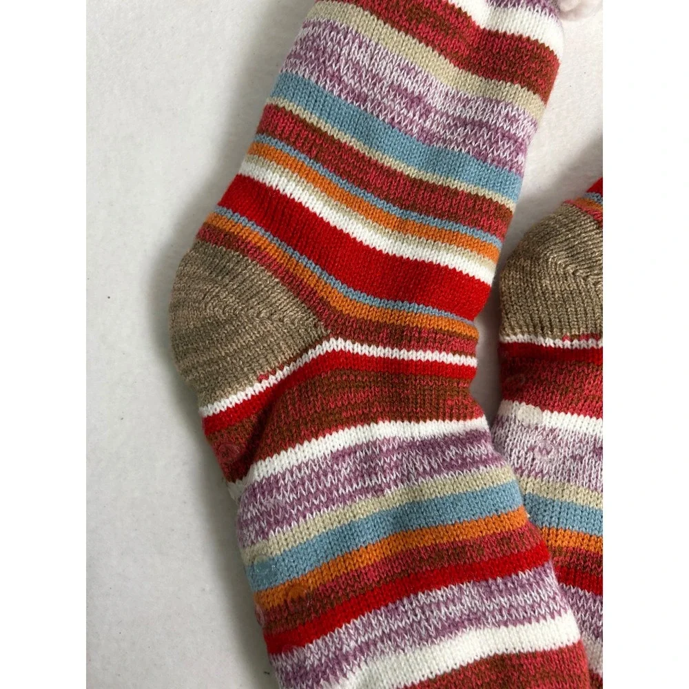 Cozy Cabin ABS Womens NWT Multicolor Striped Sherpa Lined Non Slip Slipper Socks